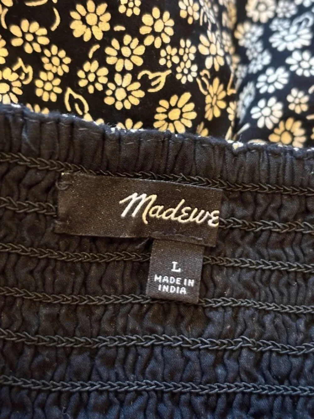 MADEWELL Lucie Elbow-Sleeve Smocked Dress in Parisian Ditsy - size Large - Picture 4 of 16